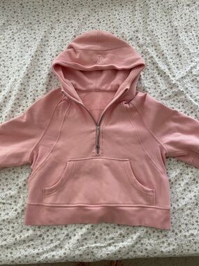 Lululemon Light Pink Cropped Half-Zip Hoodie